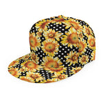 Watercolor Polka Dot Sunflower Print Snapback Cap