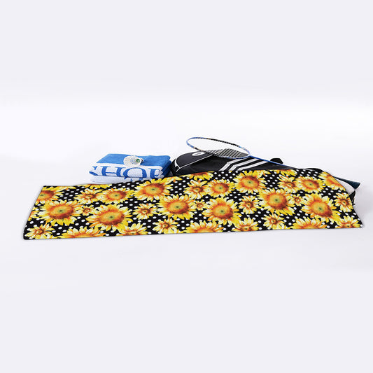 Watercolor Polka Dot Sunflower Print Sports Towel