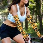 Watercolor Polka Dot Sunflower Print Sun Protection Arm Sleeves