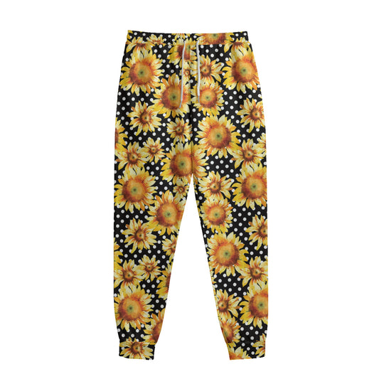 Watercolor Polka Dot Sunflower Print Sweatpants
