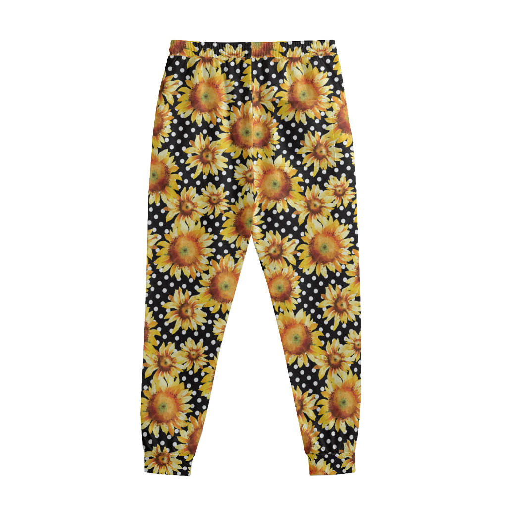 Watercolor Polka Dot Sunflower Print Sweatpants