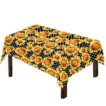 Watercolor Polka Dot Sunflower Print Tablecloth