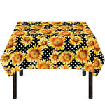 Watercolor Polka Dot Sunflower Print Tablecloth