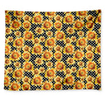 Watercolor Polka Dot Sunflower Print Tapestry