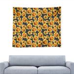 Watercolor Polka Dot Sunflower Print Tapestry