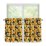 Watercolor Polka Dot Sunflower Print Tier Curtains