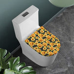Watercolor Polka Dot Sunflower Print Toilet Lid Cover
