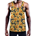 Watercolor Polka Dot Sunflower Print Men's Workout Tank Top