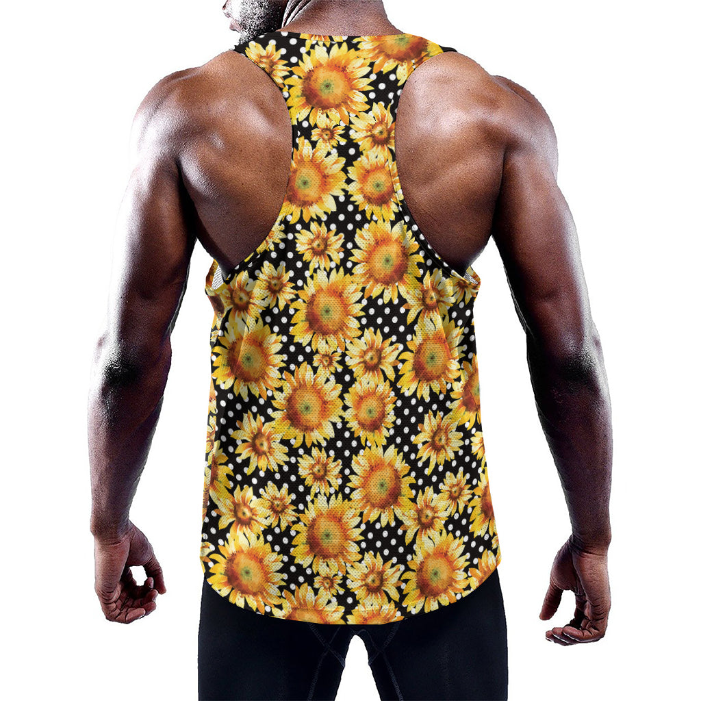 Watercolor Polka Dot Sunflower Print Training Tank Top