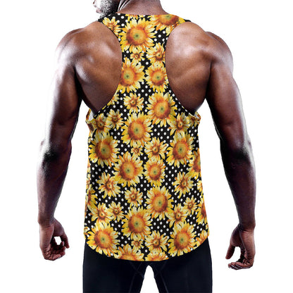 Watercolor Polka Dot Sunflower Print Training Tank Top