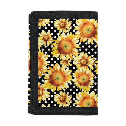 Watercolor Polka Dot Sunflower Print Trifold Wallet