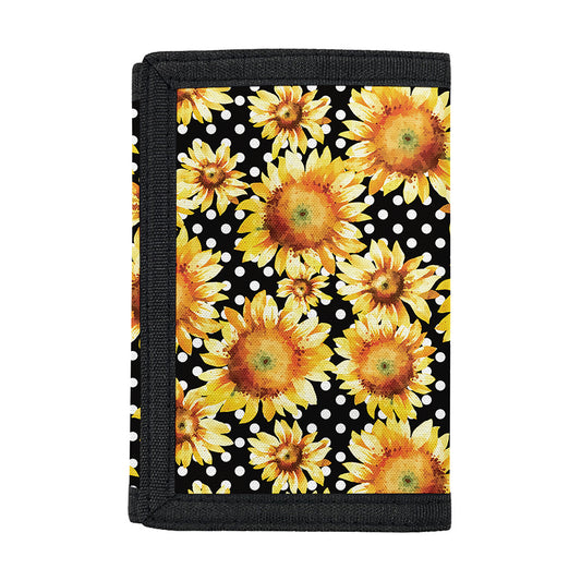 Watercolor Polka Dot Sunflower Print Trifold Wallet