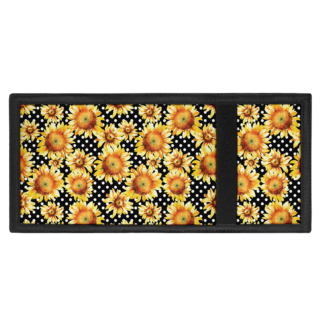 Watercolor Polka Dot Sunflower Print Trifold Wallet