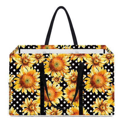 Watercolor Polka Dot Sunflower Print Utility Tote Bag