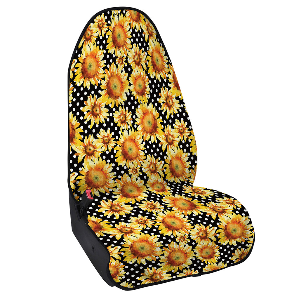 Watercolor Polka Dot Sunflower Print Waterproof Car Seat Cover