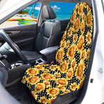 Watercolor Polka Dot Sunflower Print Waterproof Car Seat Cover