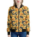 Watercolor Polka Dot Sunflower Print Women's Bomber Jacket