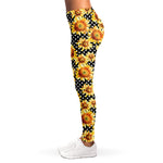 Watercolor Polka Dot Sunflower Print Women's Leggings