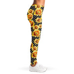 Watercolor Polka Dot Sunflower Print Women's Leggings