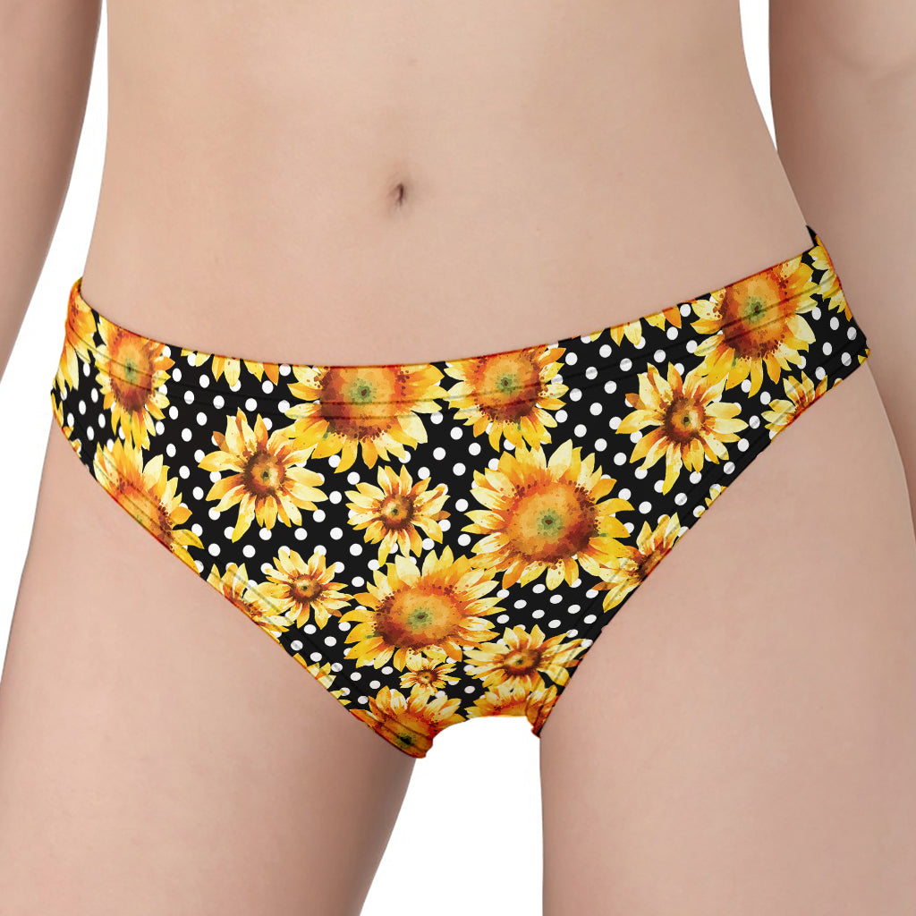 Watercolor Polka Dot Sunflower Print Women's Panties