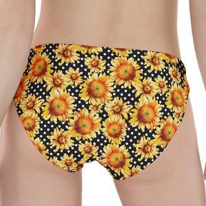 Watercolor Polka Dot Sunflower Print Women's Panties