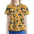 Watercolor Polka Dot Sunflower Print Women's Polo Shirt