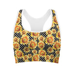 Watercolor Polka Dot Sunflower Print Women's Sports Bra
