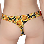 Watercolor Polka Dot Sunflower Print Women's Thong