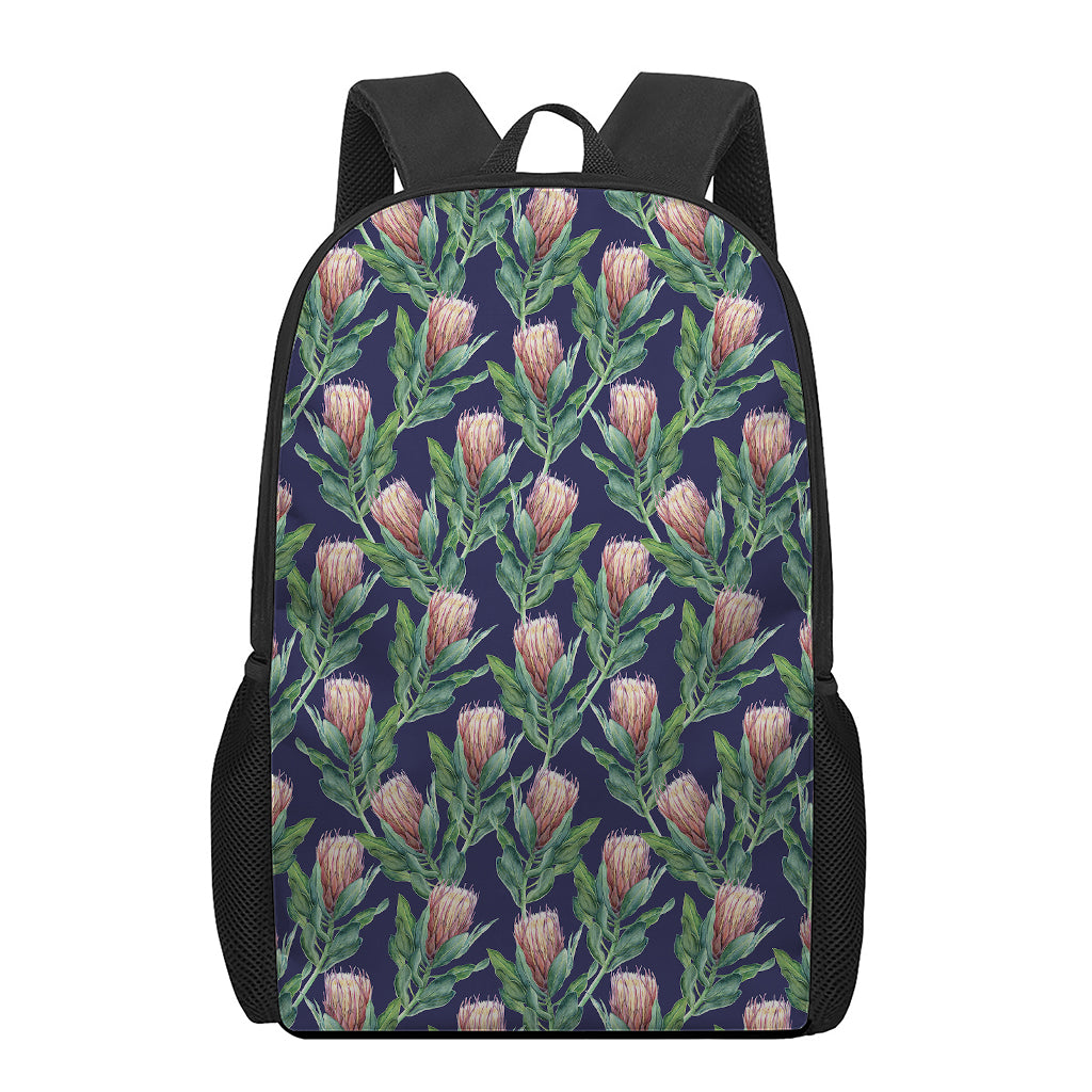 Watercolor Protea Pattern Print 17 Inch Backpack