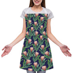 Watercolor Protea Pattern Print Adjustable Apron