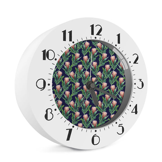 Watercolor Protea Pattern Print Alarm Clock