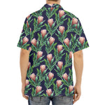 Watercolor Protea Pattern Print Aloha Shirt