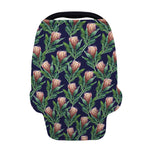 Watercolor Protea Pattern Print Baby Seat Cover