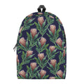Watercolor Protea Pattern Print School Backpack
