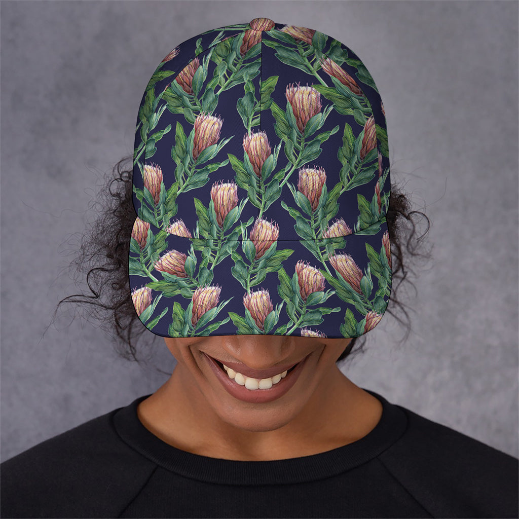 Watercolor Protea Pattern Print Baseball Cap