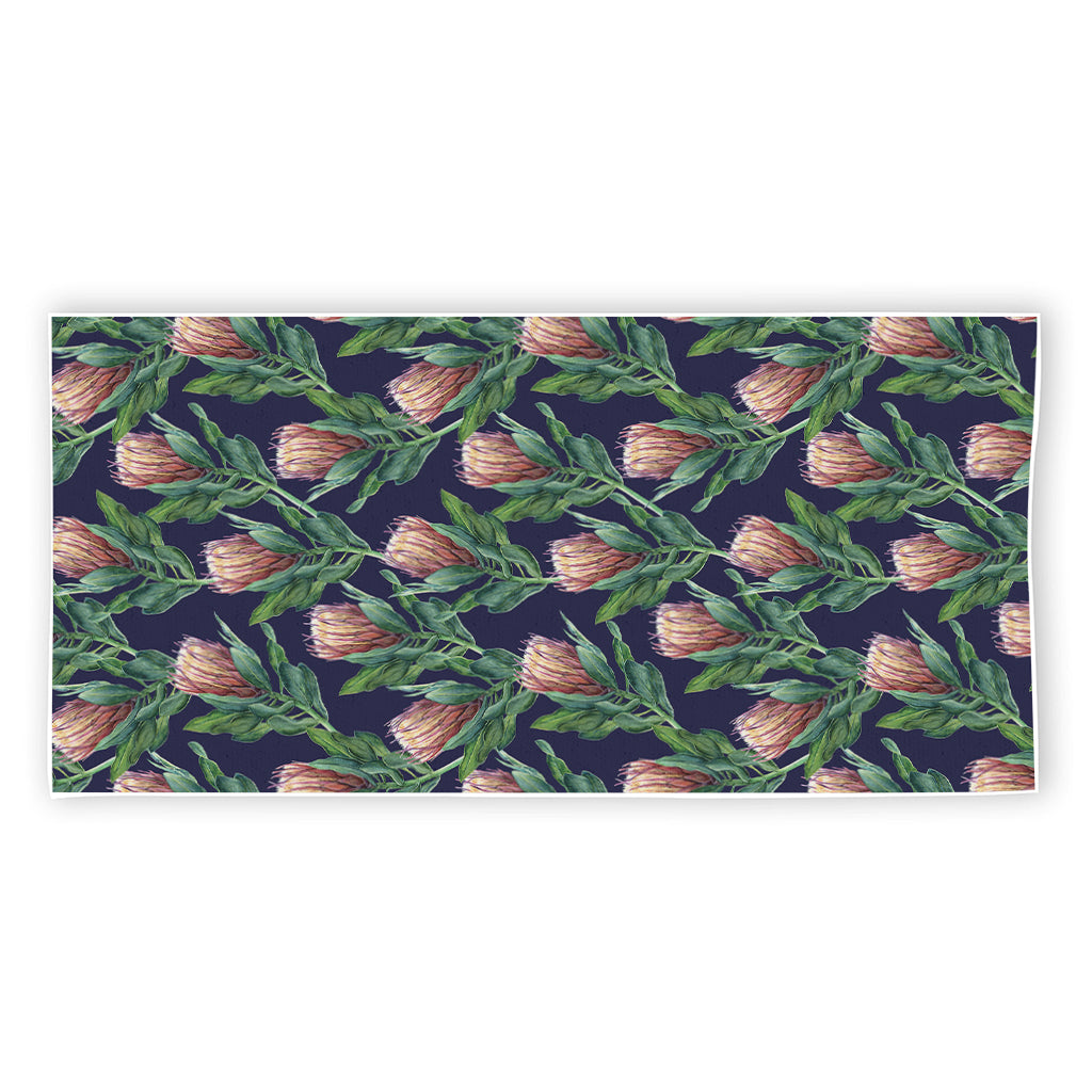 Watercolor Protea Pattern Print Beach Towel