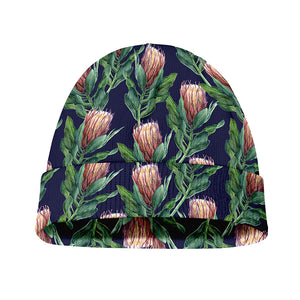 Watercolor Protea Pattern Print Beanie