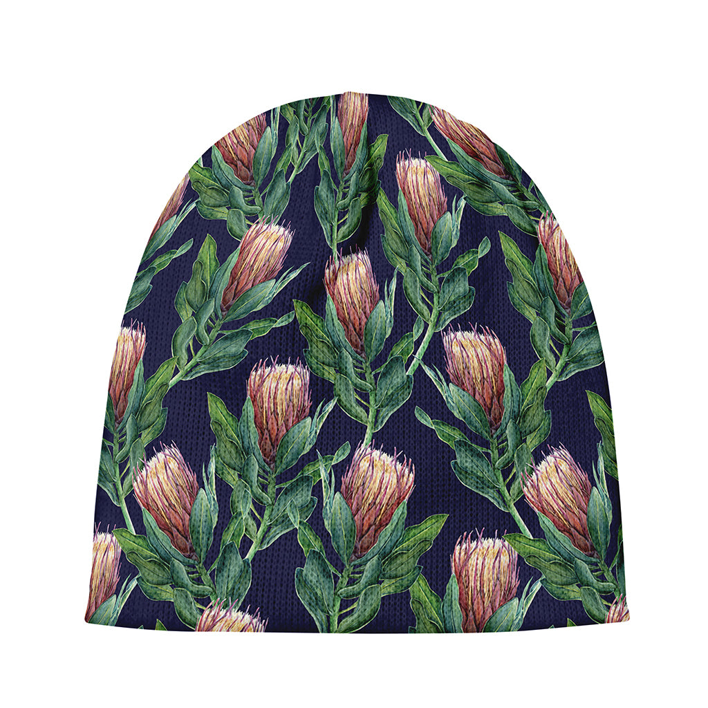 Watercolor Protea Pattern Print Beanie