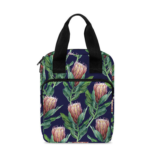 Watercolor Protea Pattern Print Bible Tote Bag