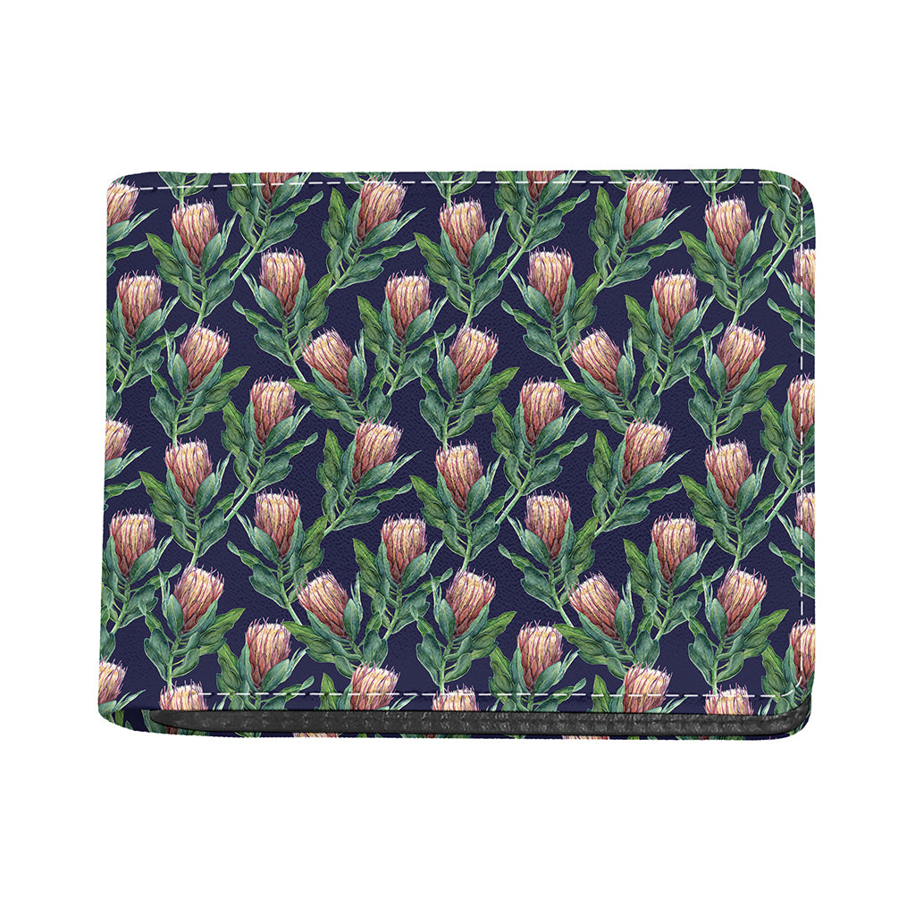 Watercolor Protea Pattern Print Bifold Wallet