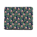 Watercolor Protea Pattern Print Bifold Wallet