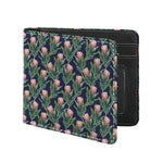 Watercolor Protea Pattern Print Bifold Wallet