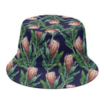 Watercolor Protea Pattern Print Bucket Hat