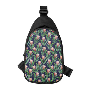 Watercolor Protea Pattern Print Chest Bag