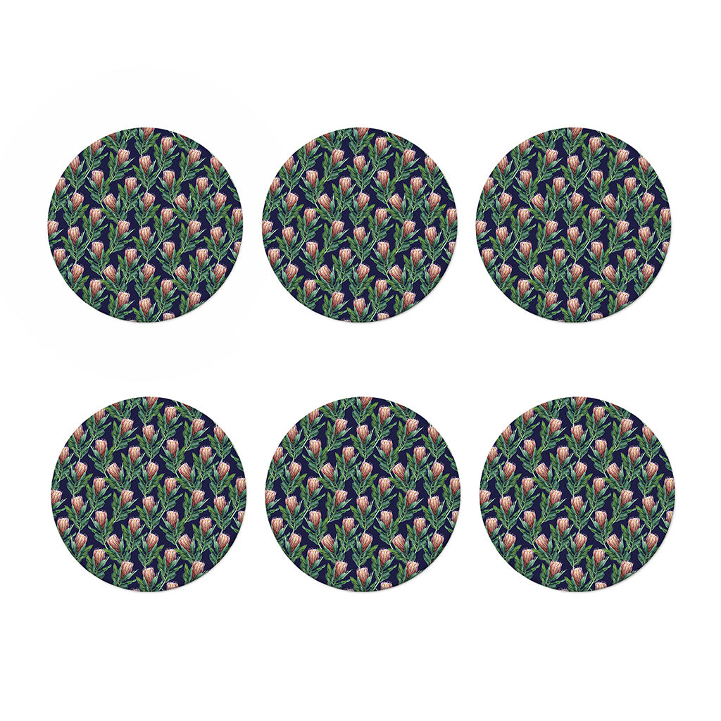 Watercolor Protea Pattern Print Coaster Set