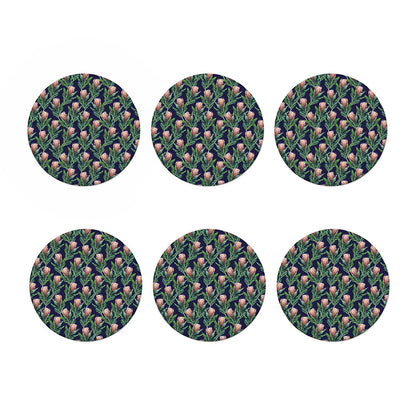 Watercolor Protea Pattern Print Coaster Set