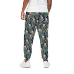 Watercolor Protea Pattern Print Cotton Pants