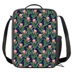 Watercolor Protea Pattern Print Crossbody Lunch Bag