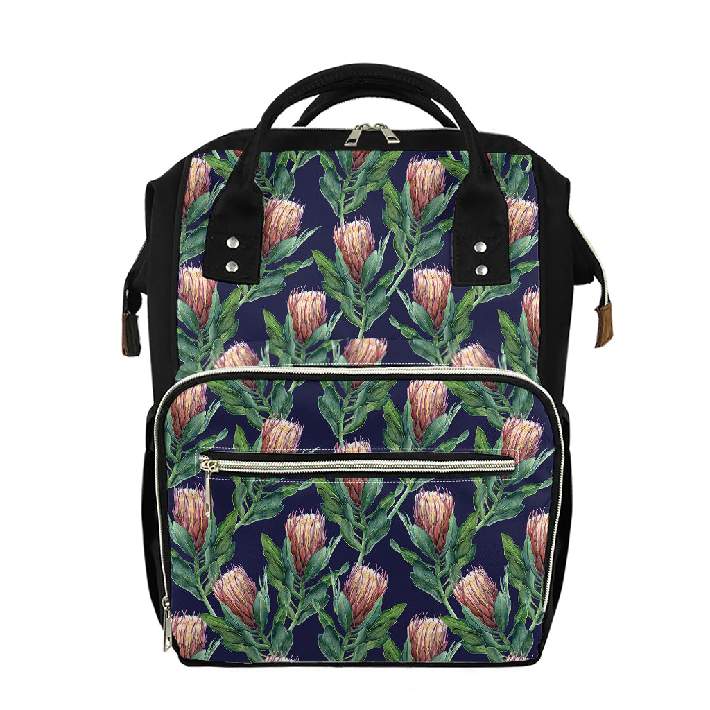 Watercolor Protea Pattern Print Diaper Bag