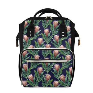 Watercolor Protea Pattern Print Diaper Bag